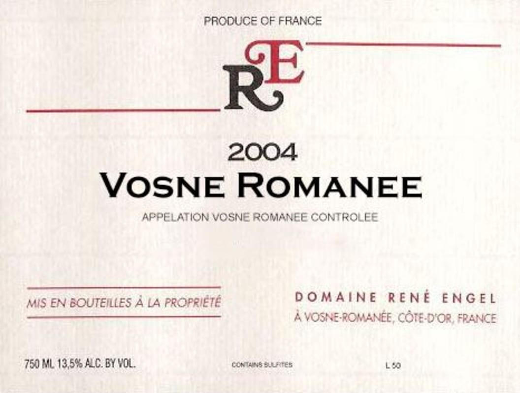 Domaine d'Eugenie Vosne Romanee 2004 Front Label