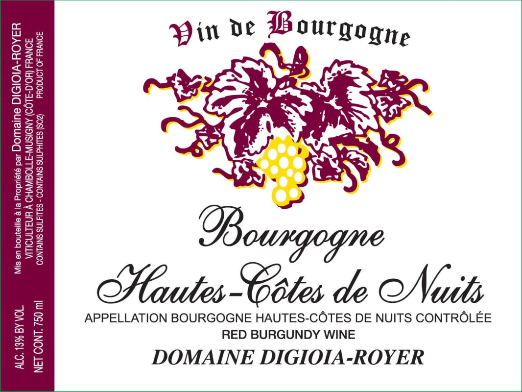Domaine Digioia-Royer Bourgogne Hautes-Cotes de Nuits 2011 Front Label