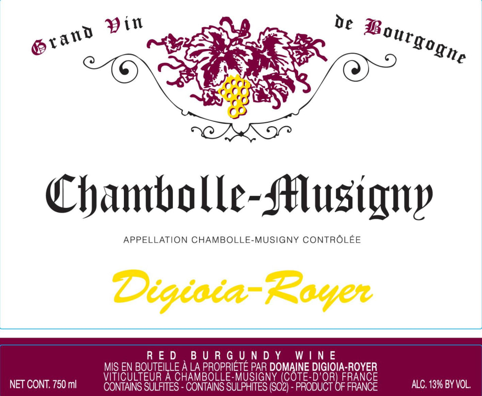 Domaine Digioia-Royer Chambolle-Musigny 2013 Front Label