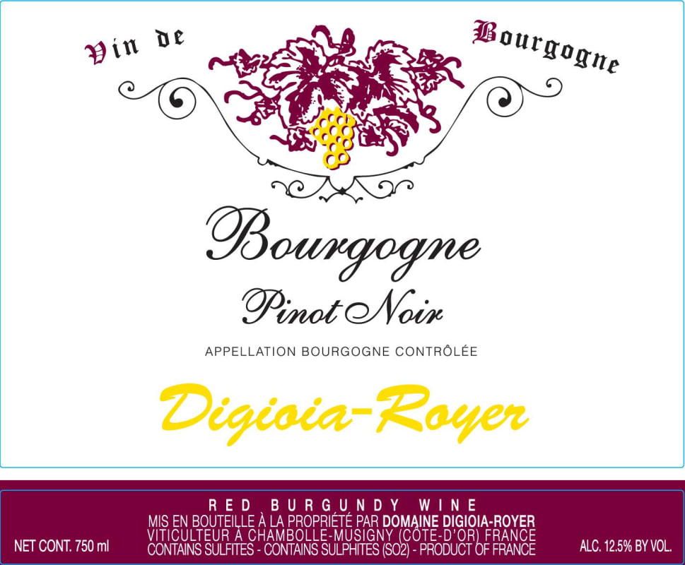 Domaine Digioia-Royer Bourgogne Pinot Noir 2012 Front Label