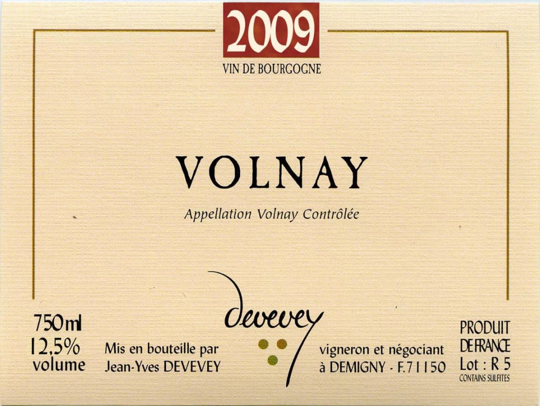 Domaine Du Bois Guillaume Volnay 2009 Front Label