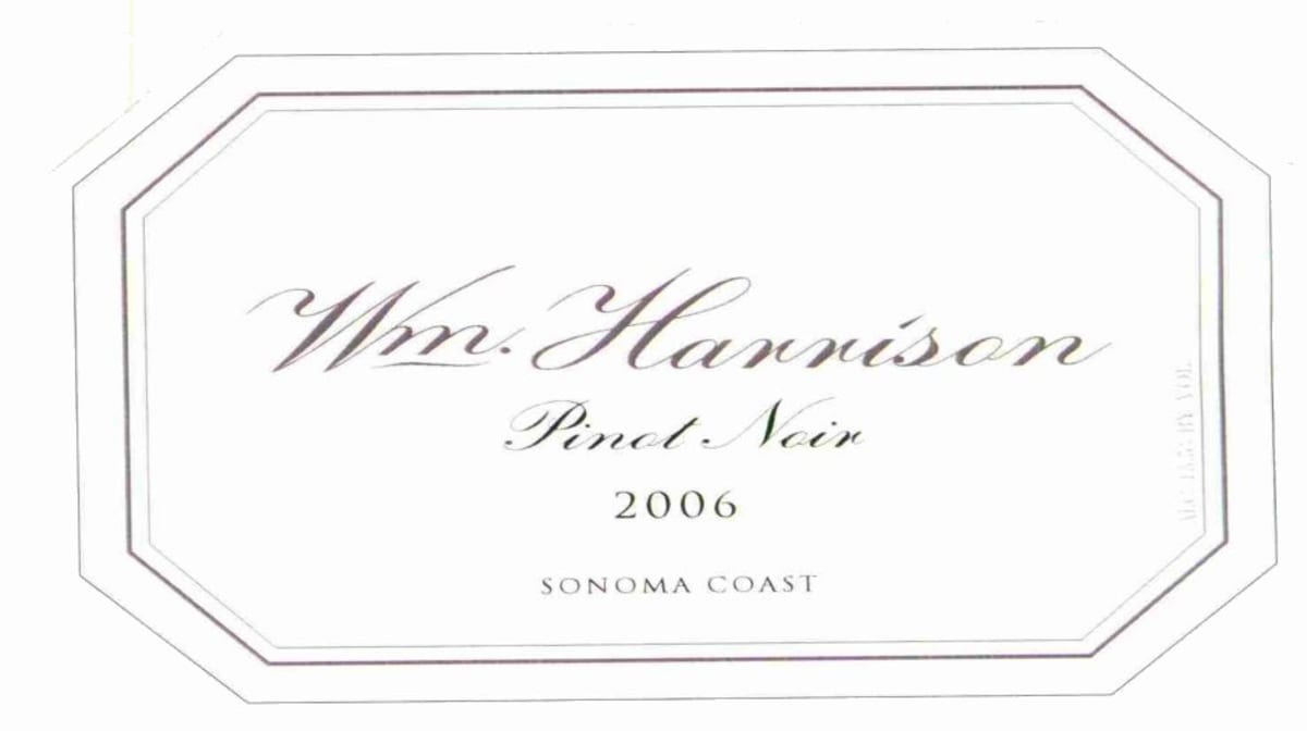 William Harrison Sonoma Coast Pinot Noir 2006 Front Label