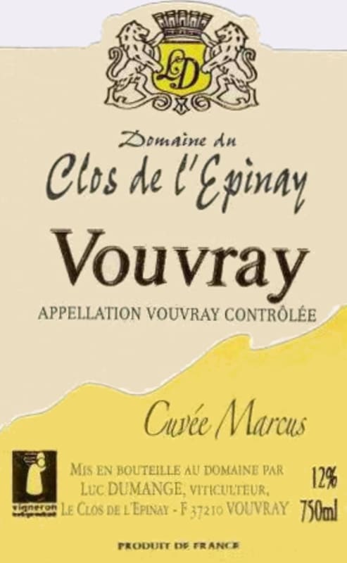 Domaine du Clos de L'Epinay Vouvray Cuvee Marcus 2009 Front Label