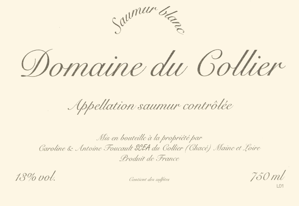 Domaine du Collier Saumur Blanc 2012 Front Label