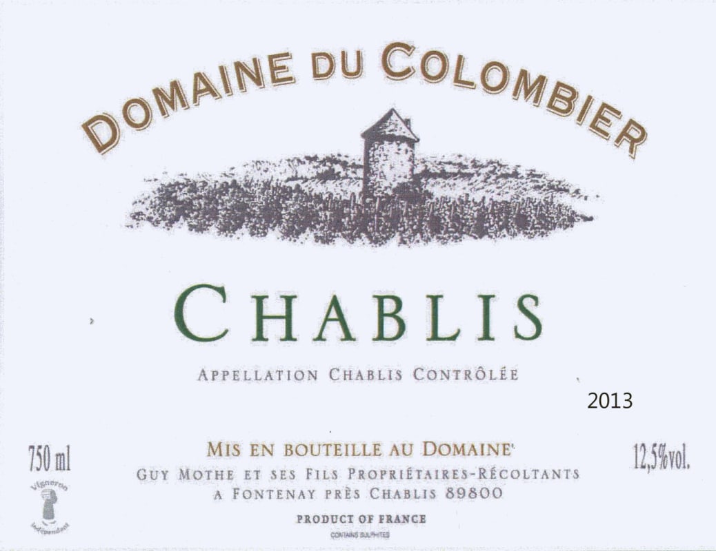 Domaine du Colombier Chablis 2013 Front Label