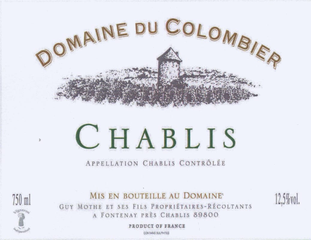 Domaine du Colombier Chablis 2014 Front Label