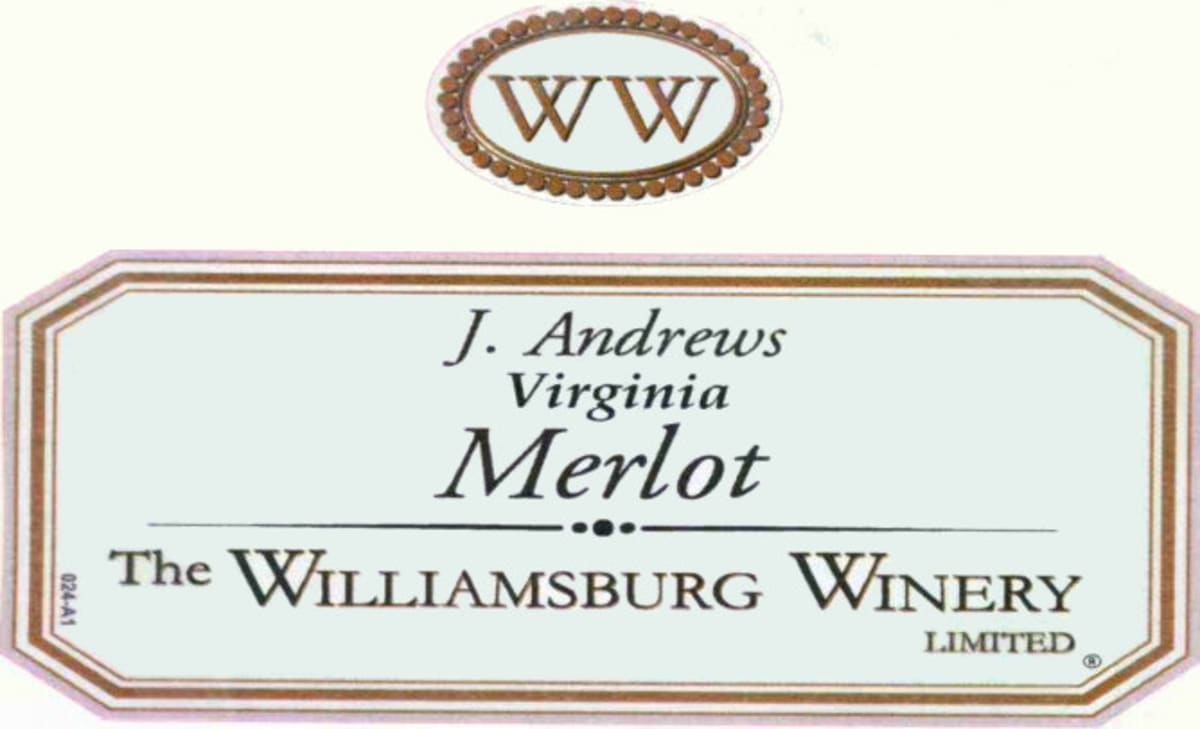 Williamsburg Winery J Andrews Merlot 2014 Front Label