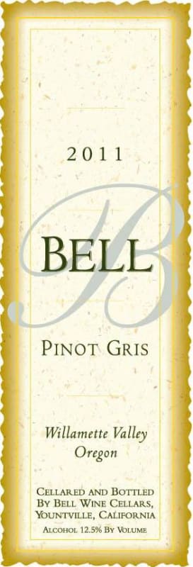 Bell Wine Cellars  Pinot Gris 2011 Front Label
