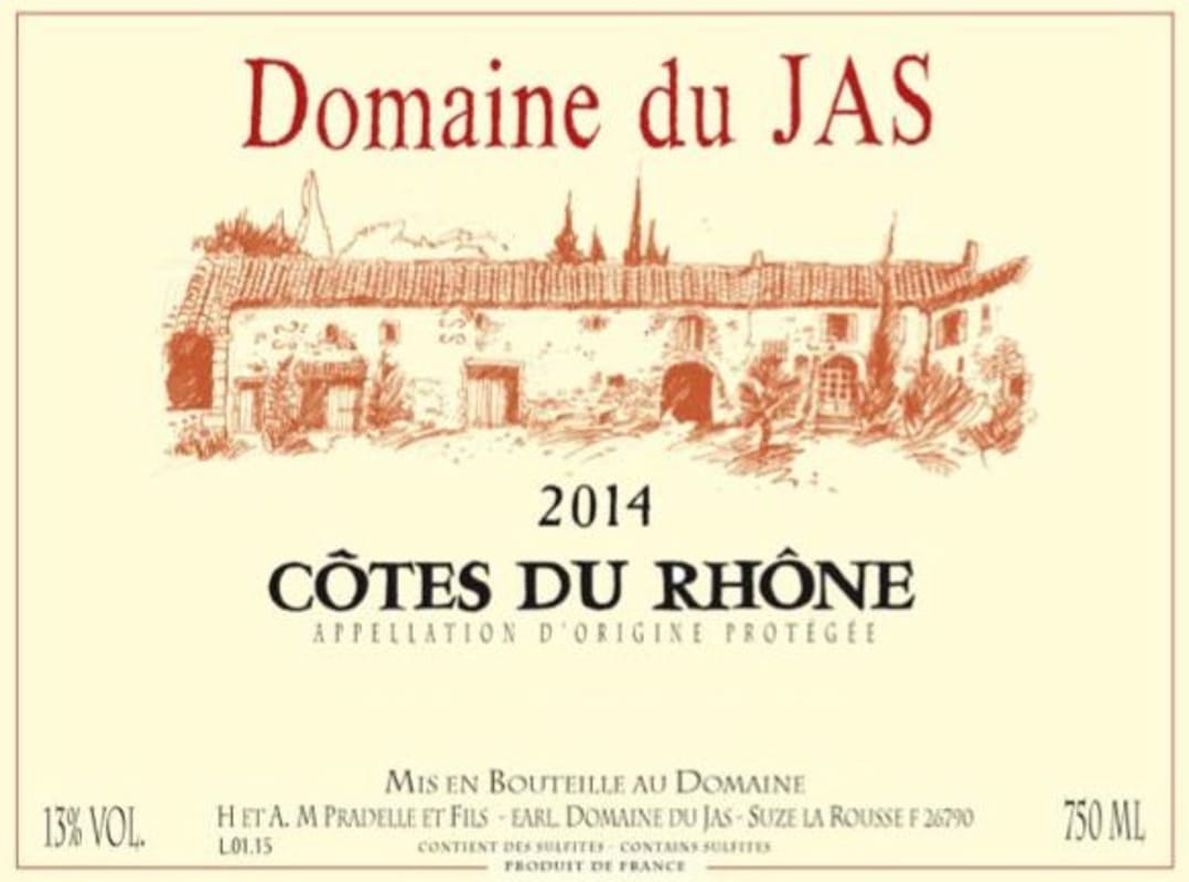 Domaine du Jas Cotes du Rhone Blanc 2014 Front Label