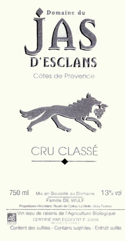 Domaine du Jas d'Esclans Cotes de Provence Cru Classe Rouge 2012 Front Label