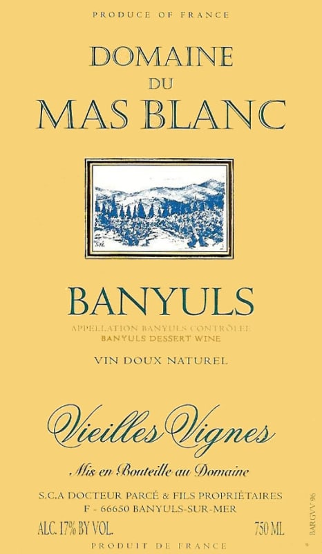 Domaine du Mas Blanc Banyuls Vieilles Vignes 2000 Front Label