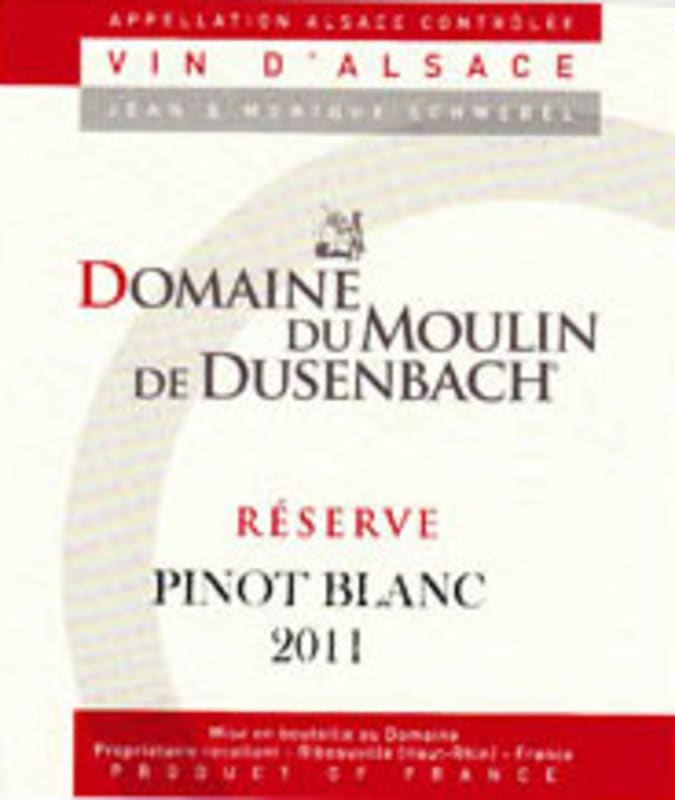 Domaine du Moulin de Dusenbach Reserve Pinot Blanc 2011 Front Label