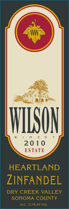 Wilson Winery Heartland Zinfandel 2010 Front Label