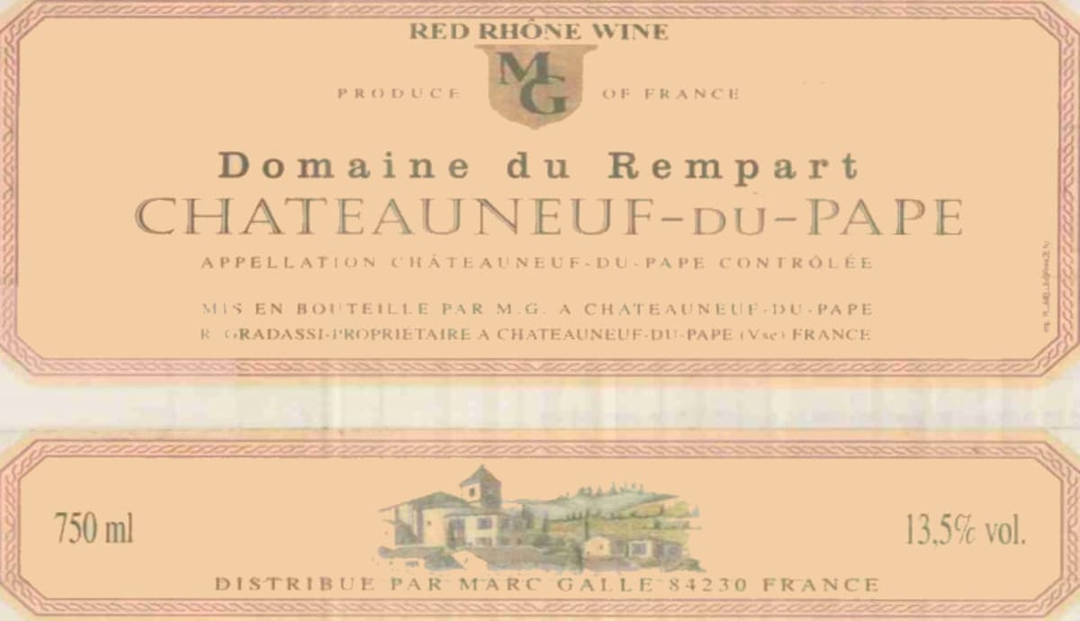 Domaine du Rempart Chateauneuf-du-Pape 2012 Front Label