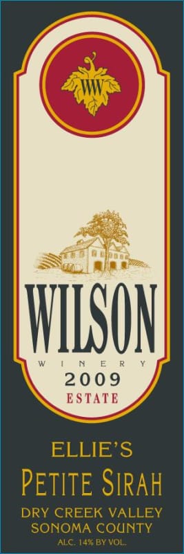 Wilson Winery Ellie's Petite Sirah 2009 Front Label
