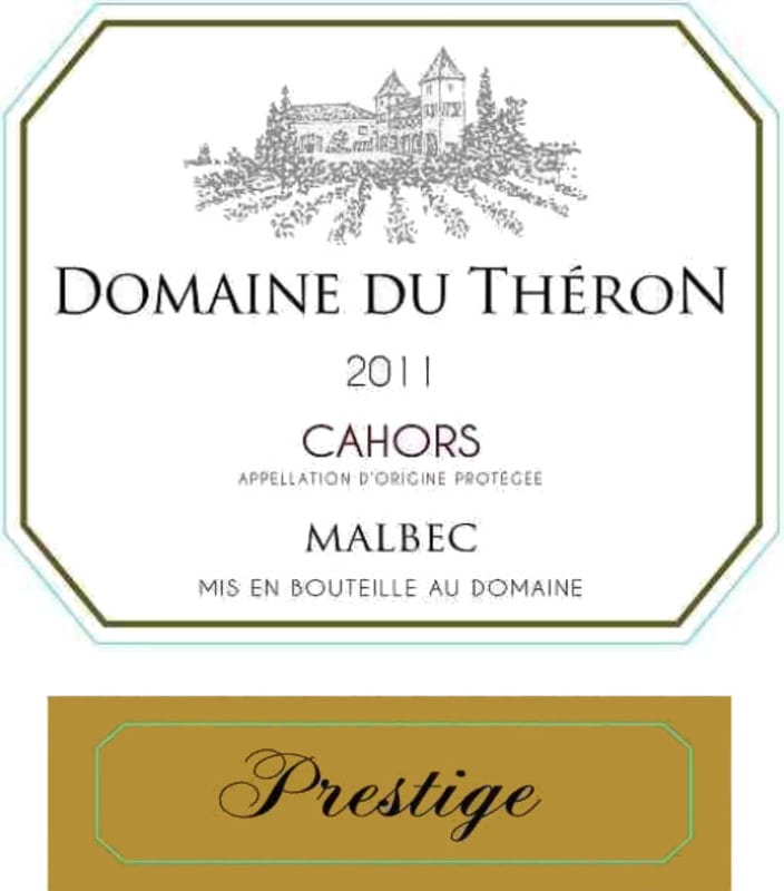 Domaine du Theron Cahors Cuvee Prestige Malbec 2011 Front Label