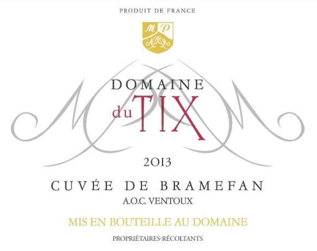 Domaine du Tix Ventoux Cuvee de Bramefan 2013 Front Label