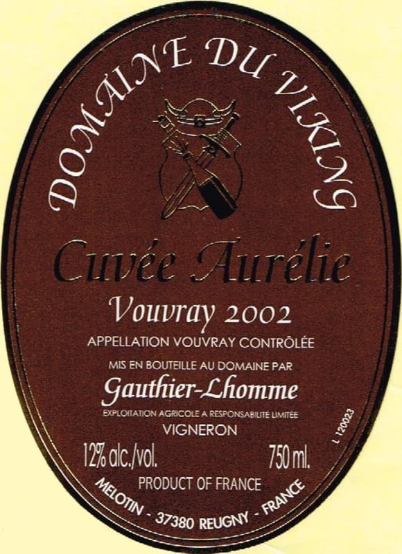 Domaine du Viking Vouvray Cuvee Aurelie 2002 Front Label