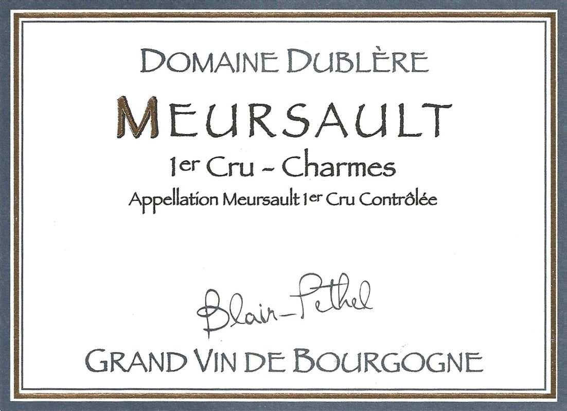 Domaine Dublere Meursault Charmes Premier Cru 2012 Front Label