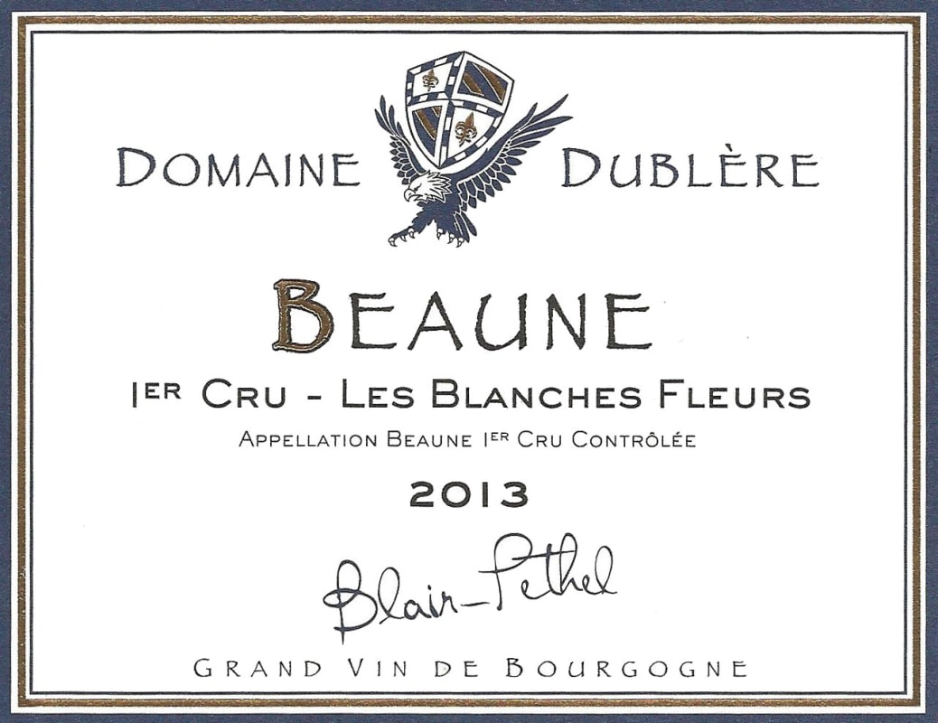 Domaine Dublere Beaune Les Blanches Fleurs Premier Cru 2013 Front Label
