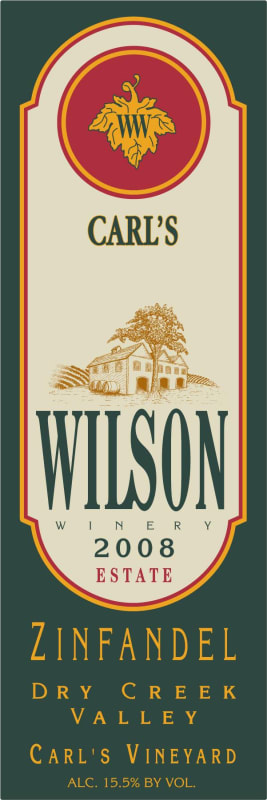 Wilson Winery Carl's Zinfandel 2008 Front Label