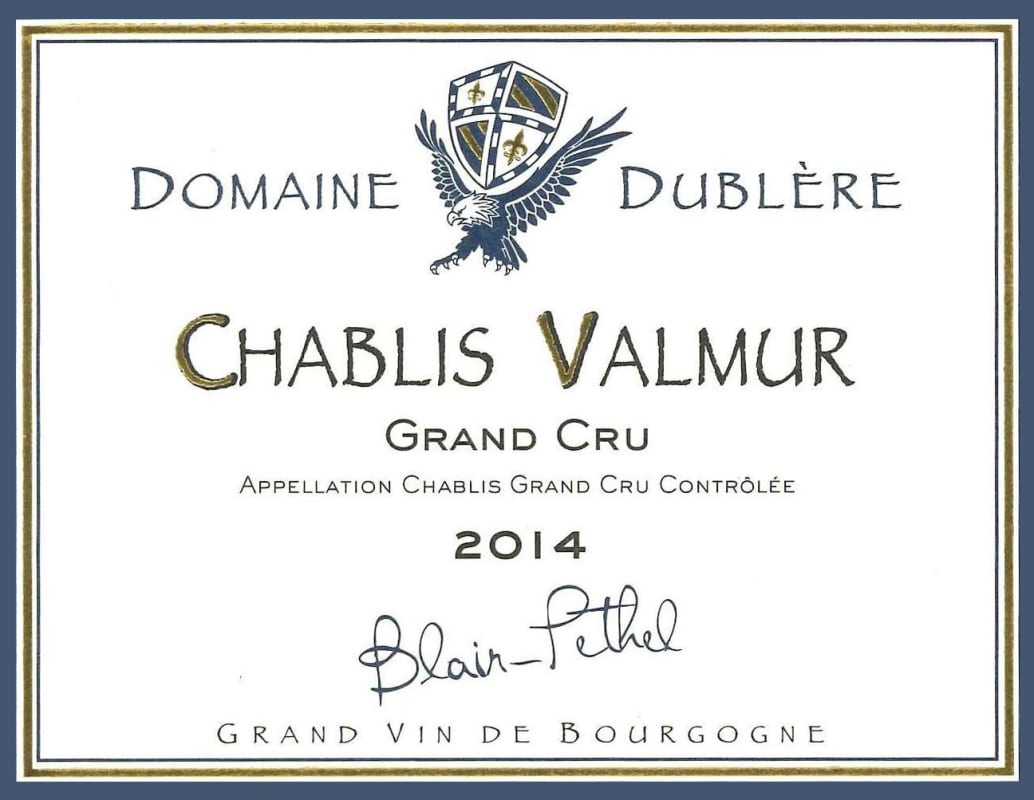 Domaine Dublere Chablis Valmur Grand Cru 2014 Front Label