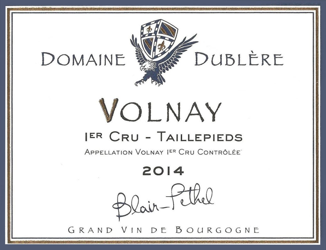 Domaine Dublere Volnay Taille Pieds Premier Cru 2014 Front Label