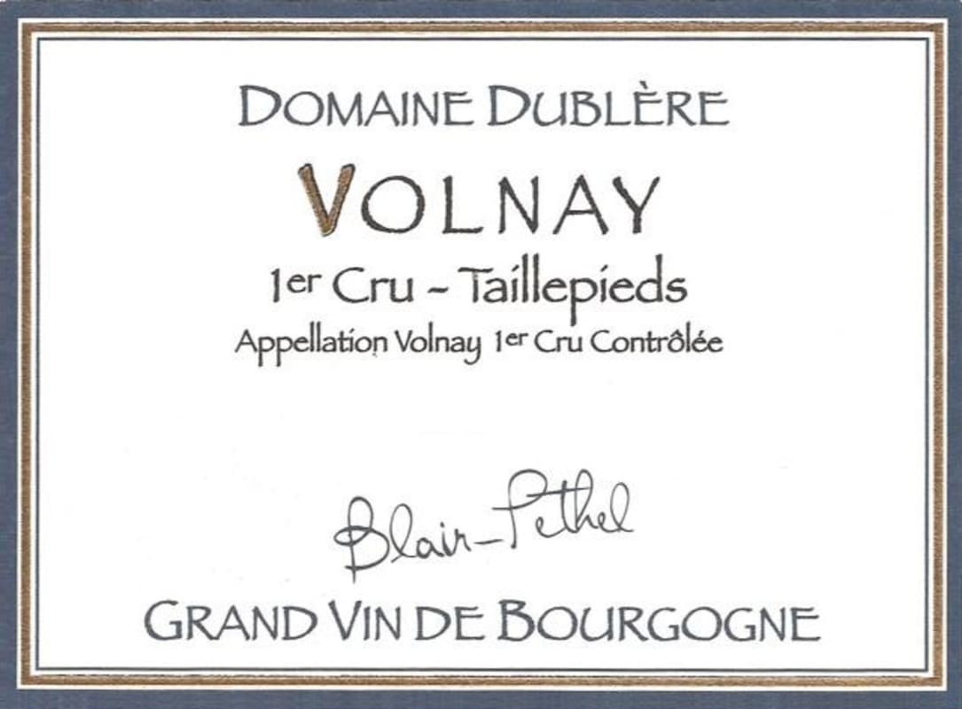 Domaine Dublere Volnay Taille Pieds Premier Cru 2012 Front Label