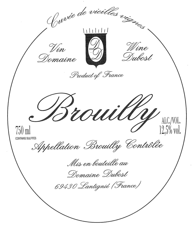 Domaine Dubost Brouilly Vieilles Vignes 2014 Front Label