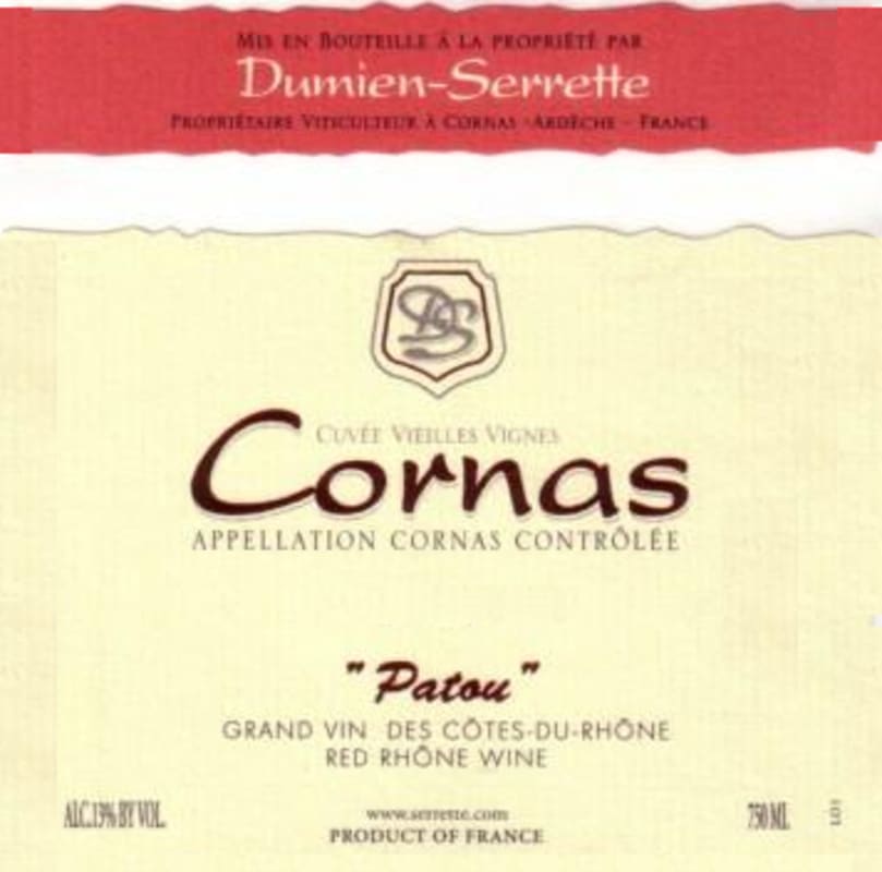 Domaine Dumien-Serrette Cornas Patou Vieilles Vignes 2006 Front Label
