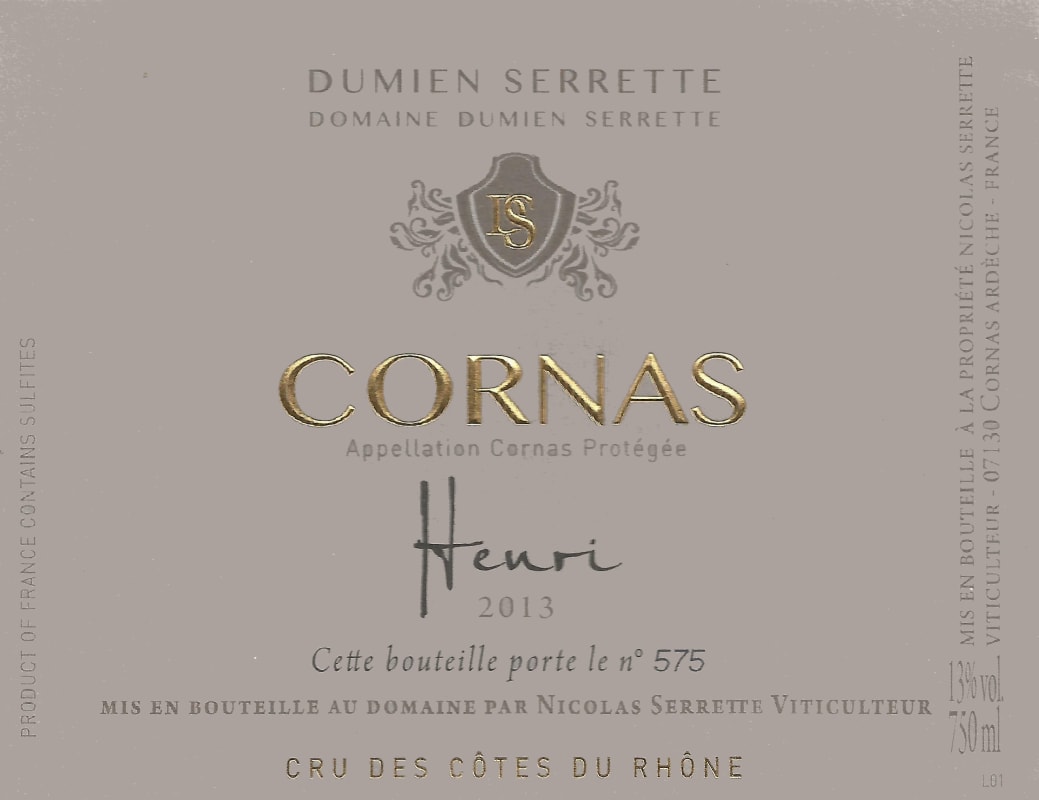Domaine Dumien-Serrette Cornas Henri 2013 Front Label