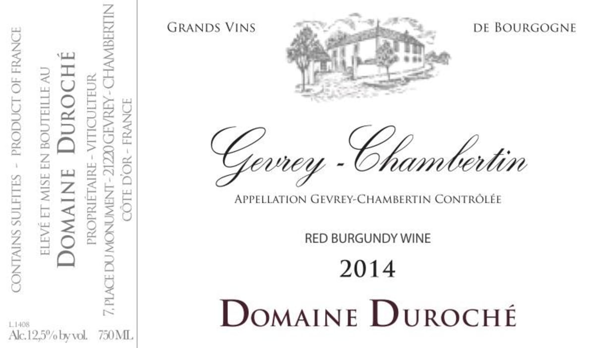 Domaine Duroche Gevrey-Chambertin 2014 Front Label