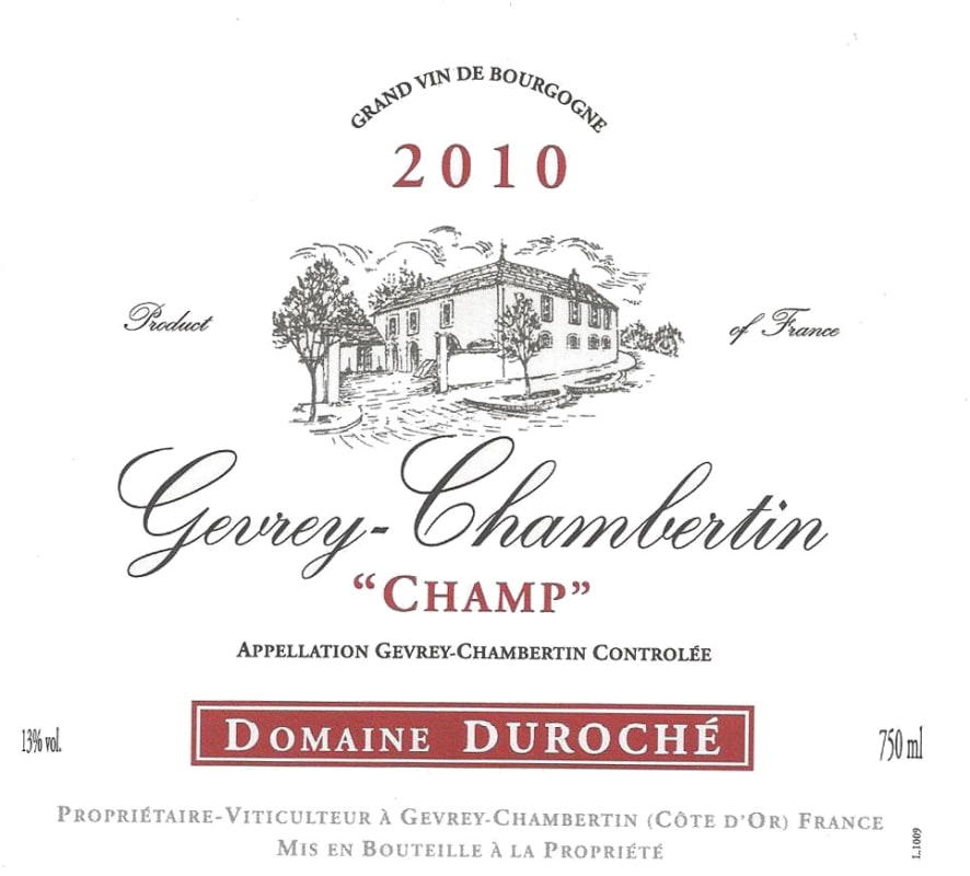 Domaine Duroche Gevrey-Chambertin Champ 2010 Front Label