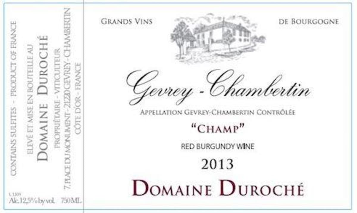 Domaine Duroche Gevrey-Chambertin Champ 2013 Front Label