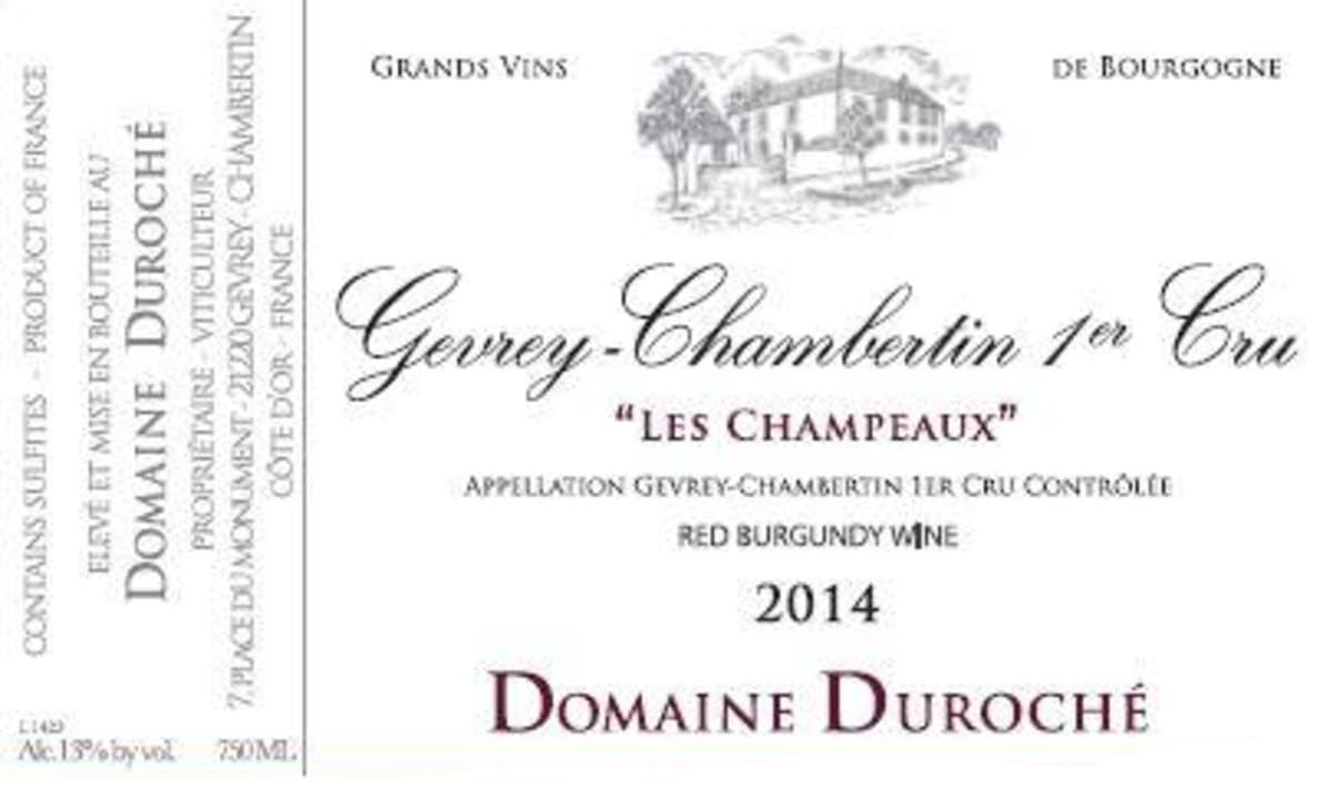 Domaine Duroche Gevrey-Chambertin Champeaux Premier Cru 2014 Front Label