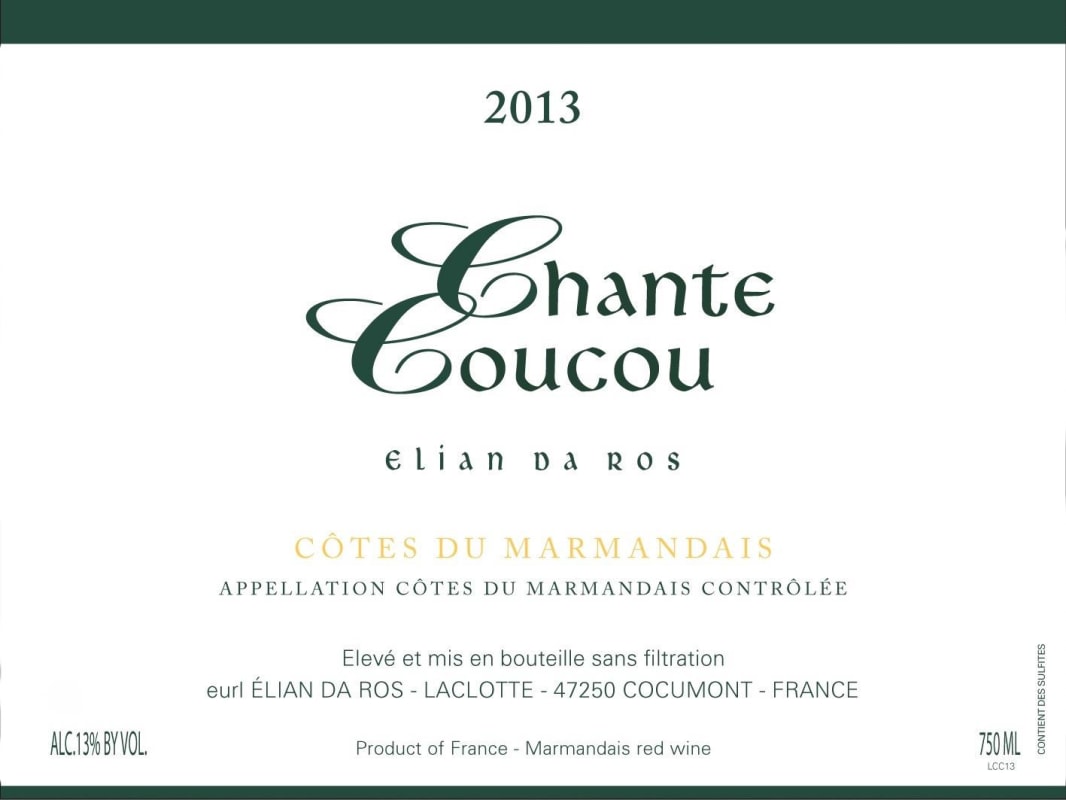 Domaine Elian Da Ros Chante Coucou Rouge 2013 Front Label