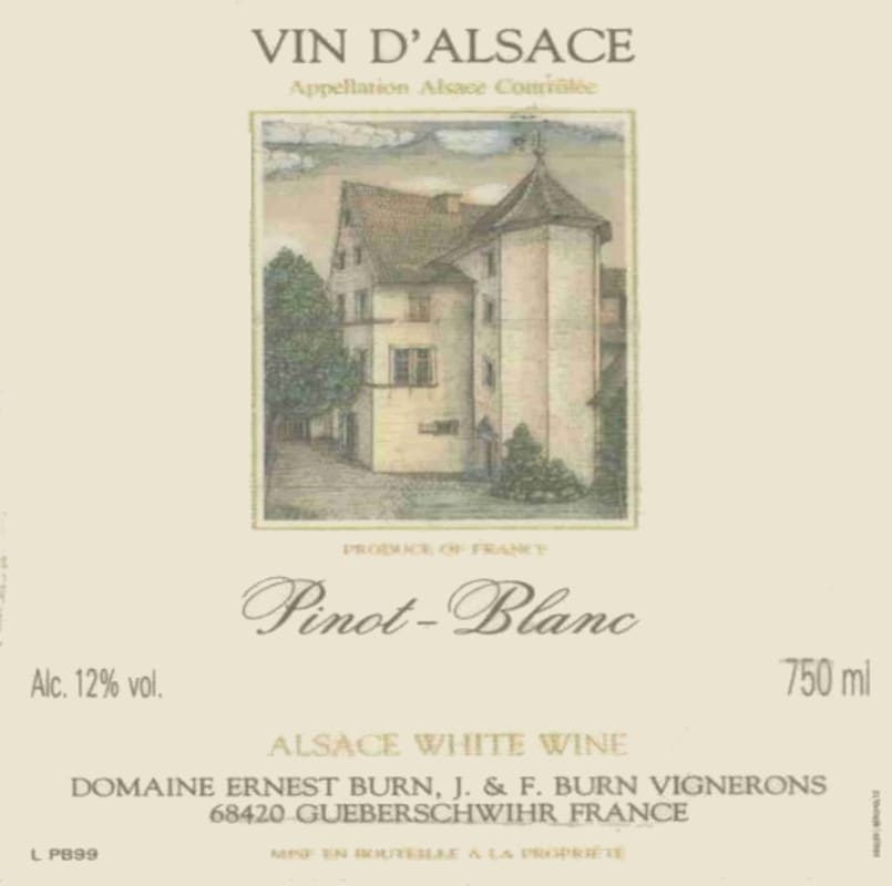 Dom. Ernest Burn Alsace Pinot Blanc 2001 Front Label