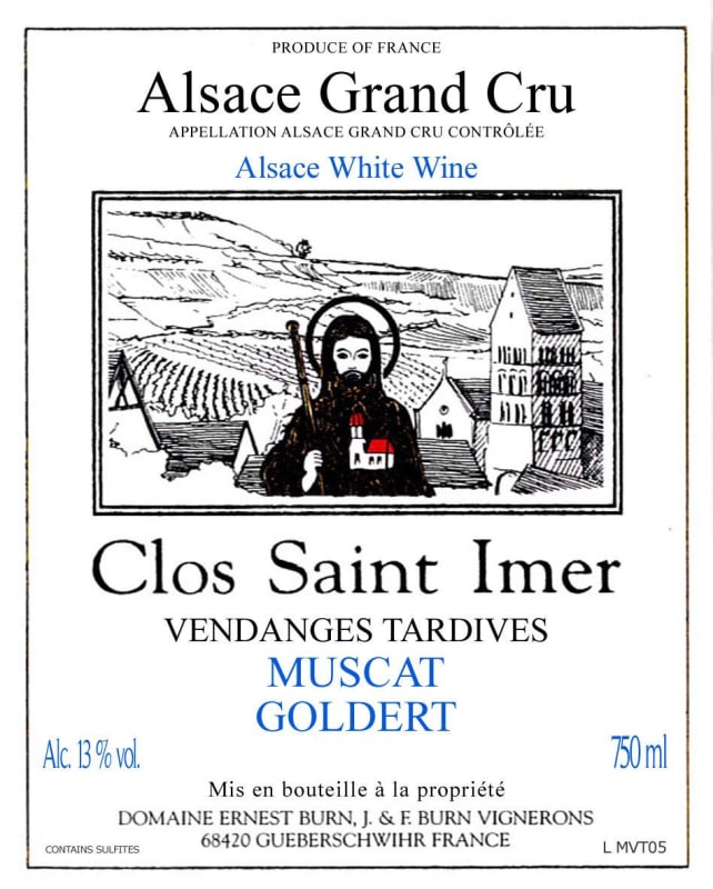 Dom. Ernest Burn Alsace Clos Saint Imer Goldert Vendanges Tardives Grand Cru Muscat 2007 Front Label