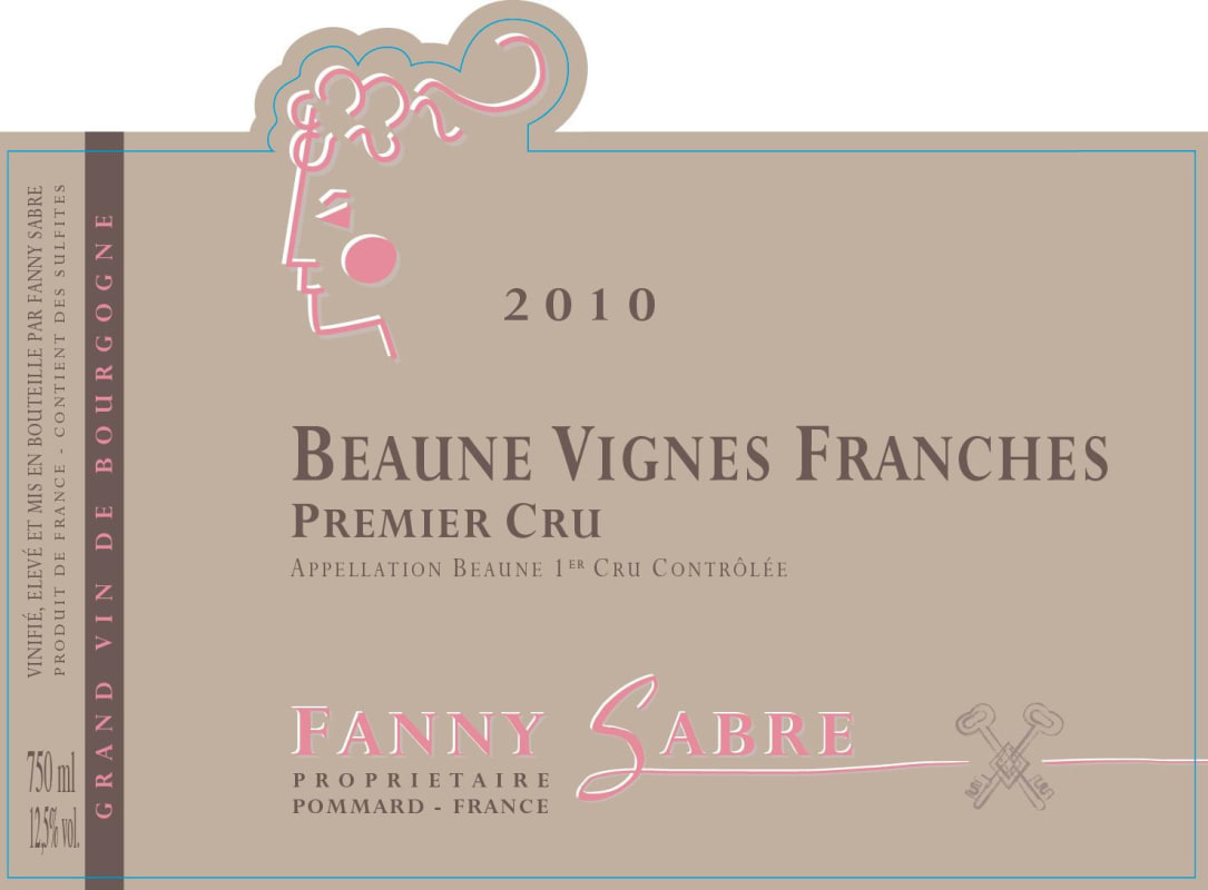 Domaine Fanny Sabre Beaune Vignes Franches Premier Cru 2010 Front Label