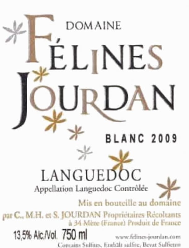 Domaine Felines Jourdan Languedoc Blanc 2009 Front Label