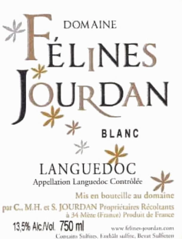 Domaine Felines Jourdan Languedoc Blanc 2012 Front Label