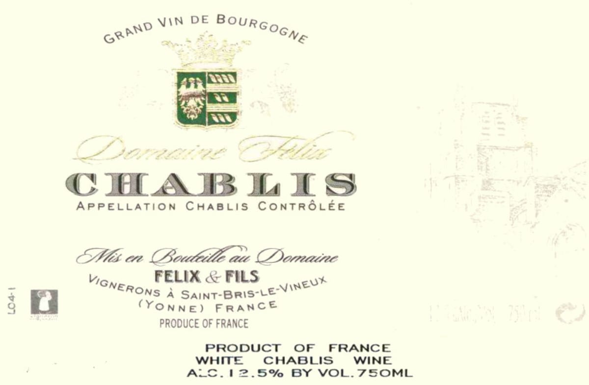 Domaine Felix Chablis 2014 Front Label
