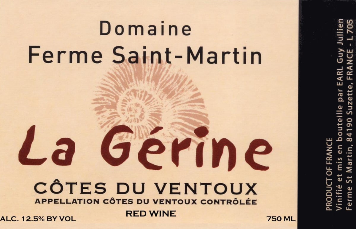 Domaine Ferme Saint Martin Ventoux La Gerine Rouge 2009 Front Label