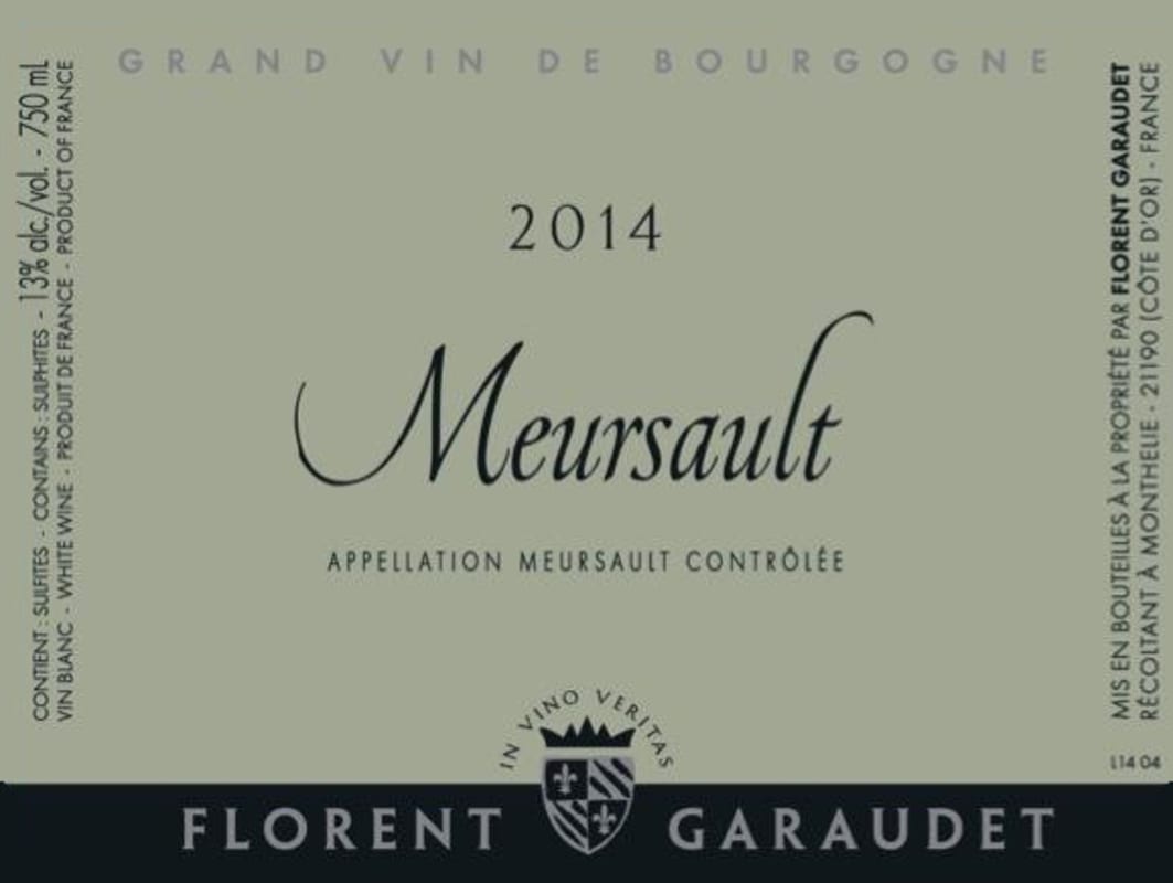 Domaine Florent Garaudet Meursault 2014 Front Label