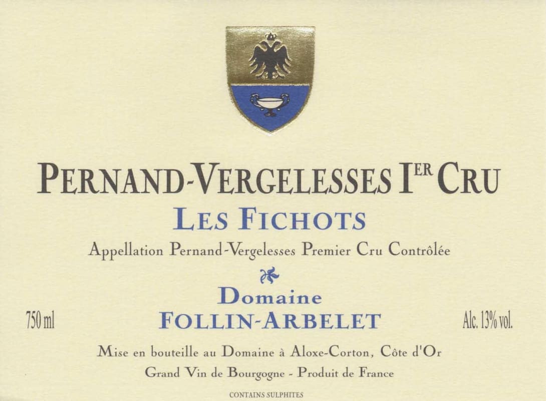 Domaine Follin-Arbelet Pernand-Vergelesses Les Fichots Premier Cru 2010 Front Label