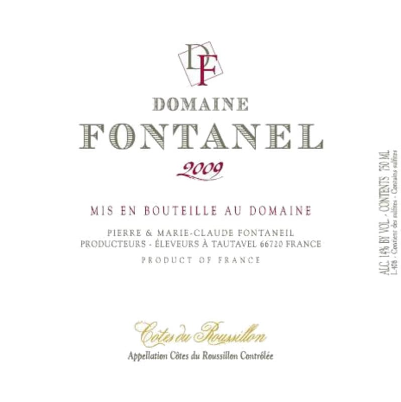 Fontanel Cotes du Roussillon Rouge 2009 Front Label