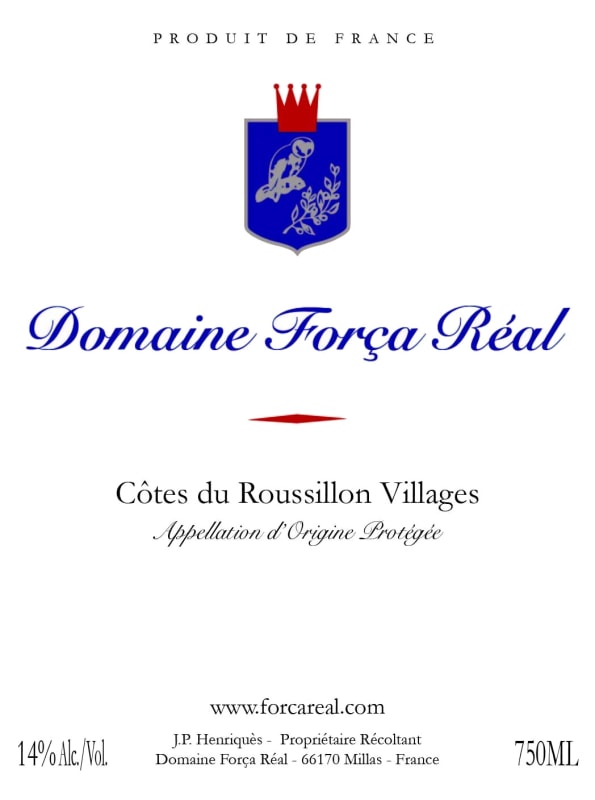 Domaine Forca Real Cotes du Roussillon Villages 2013 Front Label
