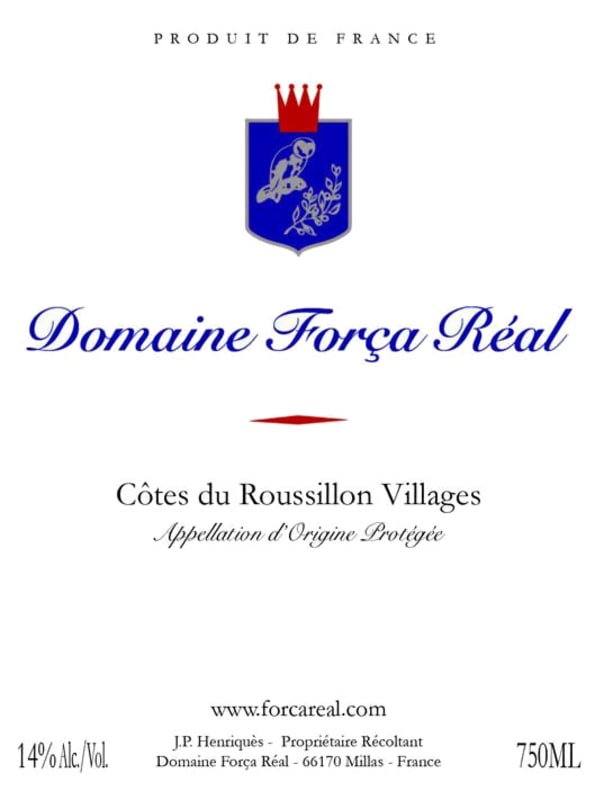 Domaine Forca Real Cotes du Roussillon Villages 2012 Front Label