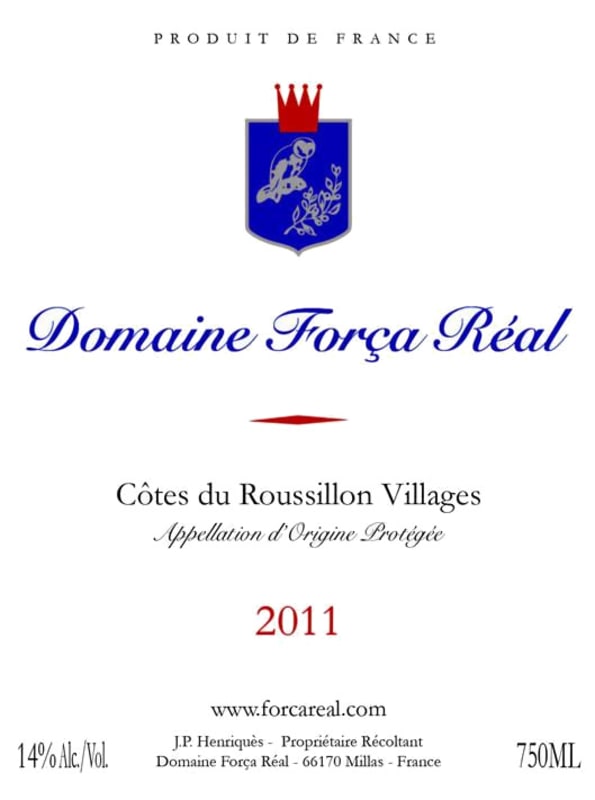 Domaine Forca Real Cotes du Roussillon Villages 2011 Front Label