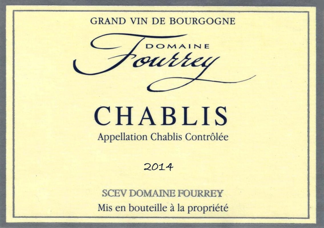 Domaine Fourrey Et Fils Chablis 2014 Front Label